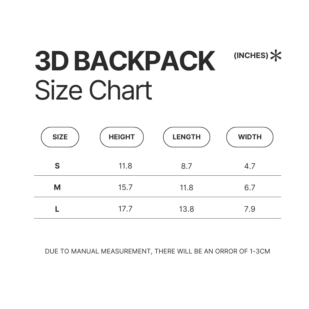 3D Backpack Size Chart - Tokyo Revengers Shop