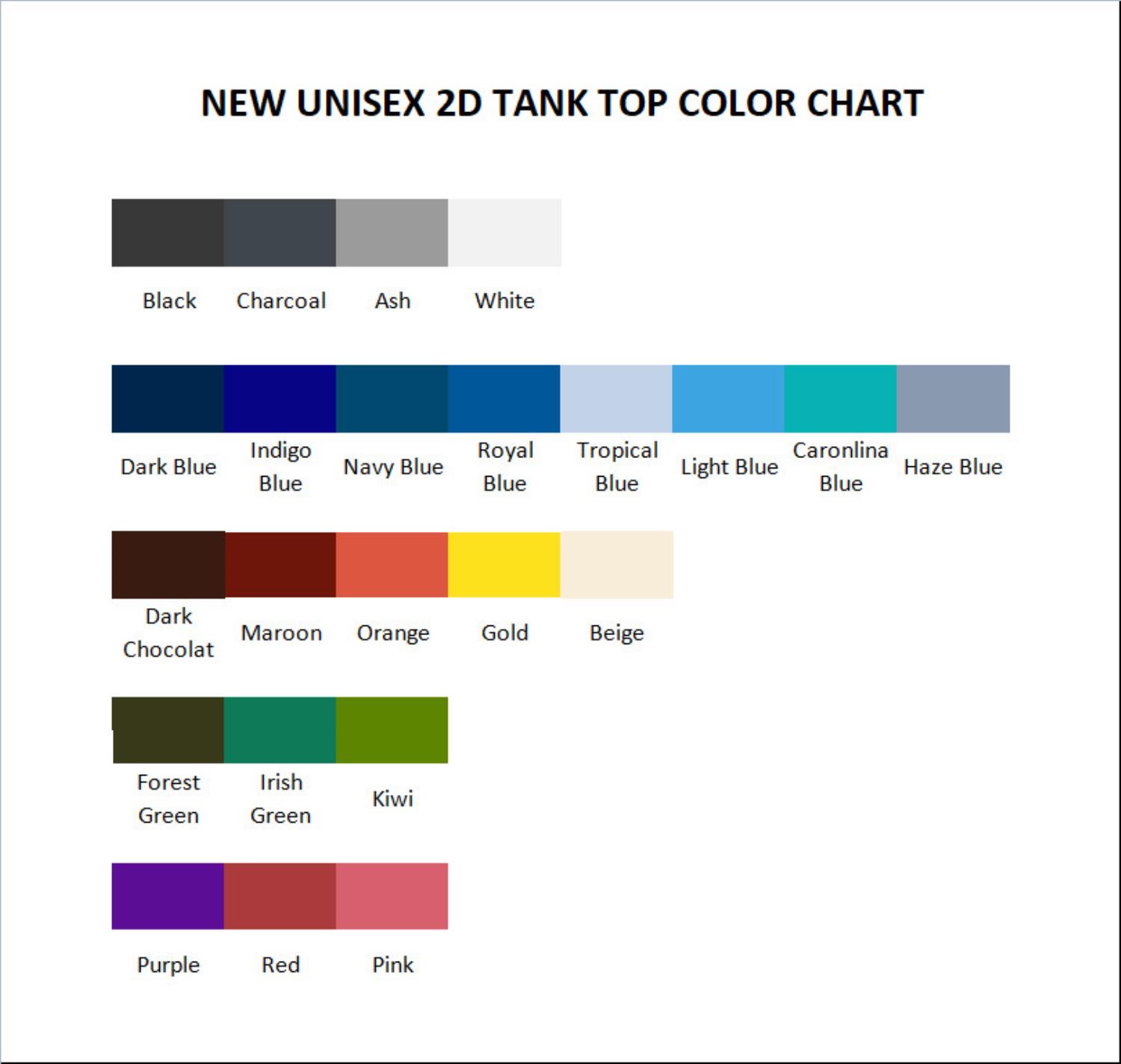 tank top color chart - Tokyo Revengers Shop