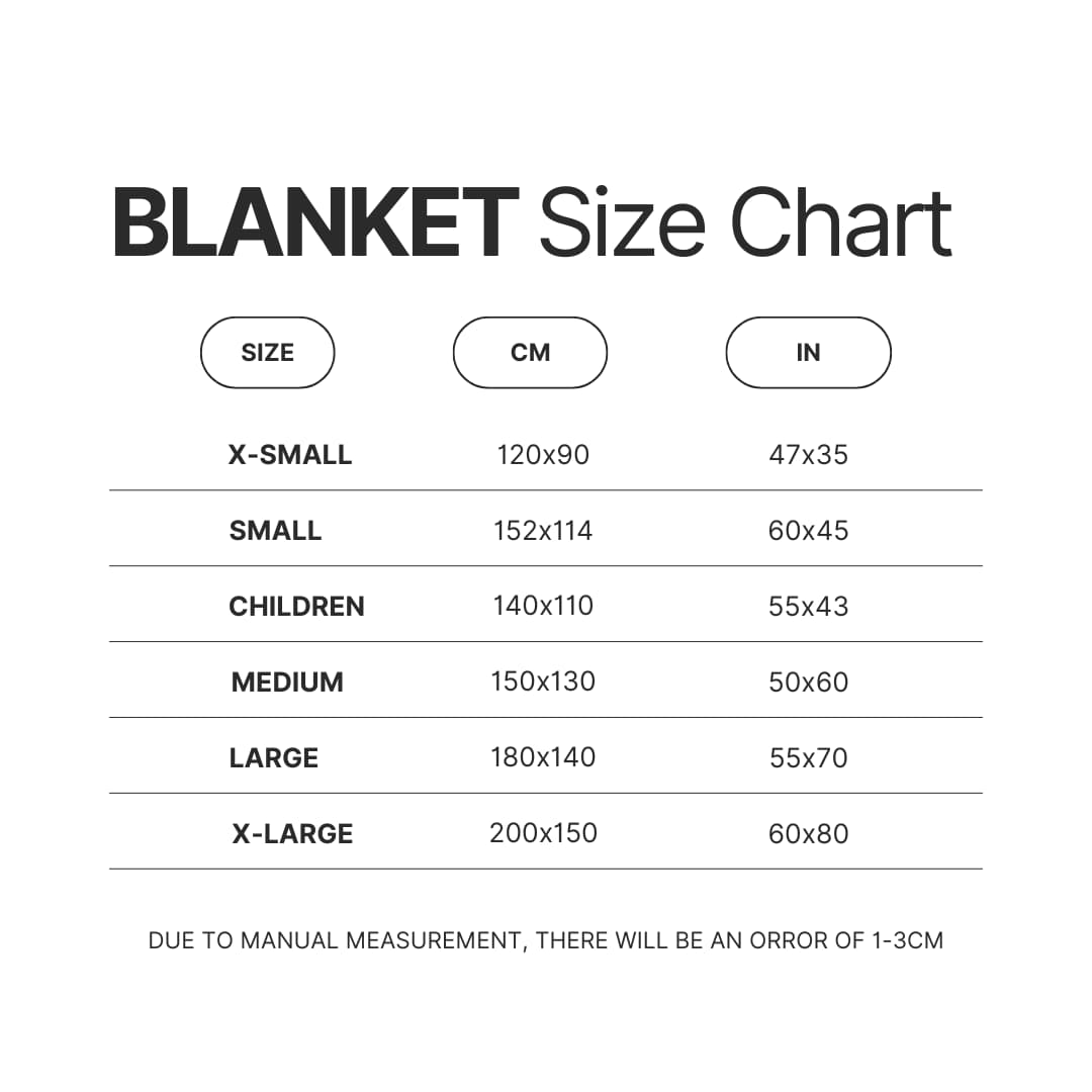 Blanket Size Chart - Tokyo Revengers Shop