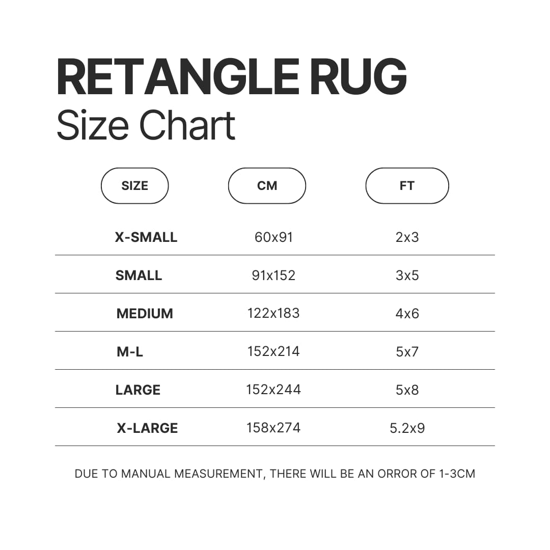 Retangle Rug Size Chart - Tokyo Revengers Shop