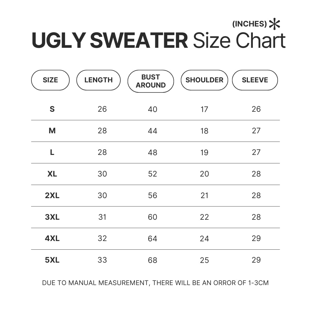Ugly Sweater Size Chart - Tokyo Revengers Shop