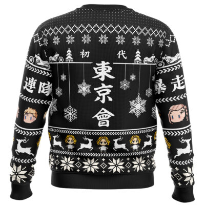 Mikey x Takemichi Christmas Ride Tokyo Revengers Ugly Christmas Sweater BACK mockup - Tokyo Revengers Shop